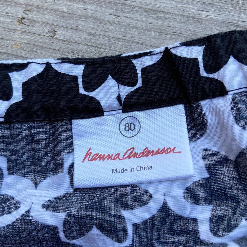 Hanna Andersson Girls Dress Size 80 2‎ Black White Flower Pillowcase Style - Picture 4 of 8